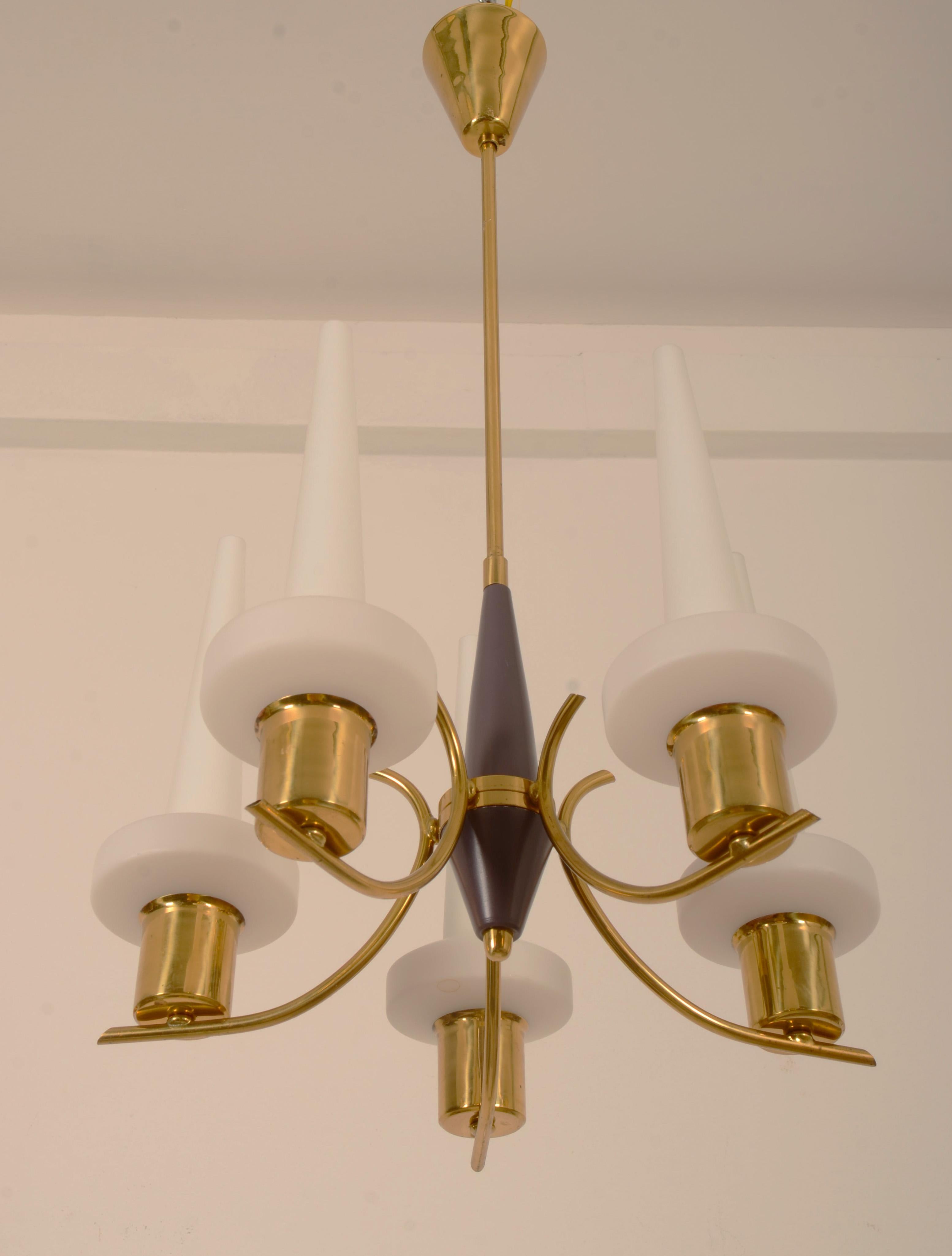 Danish Opaline Glass Chandelier From The Late 1950s For Sale 1