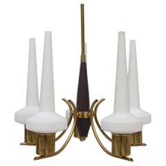 Vintage Danish Opaline Glass Chandelier From The Late 1950s