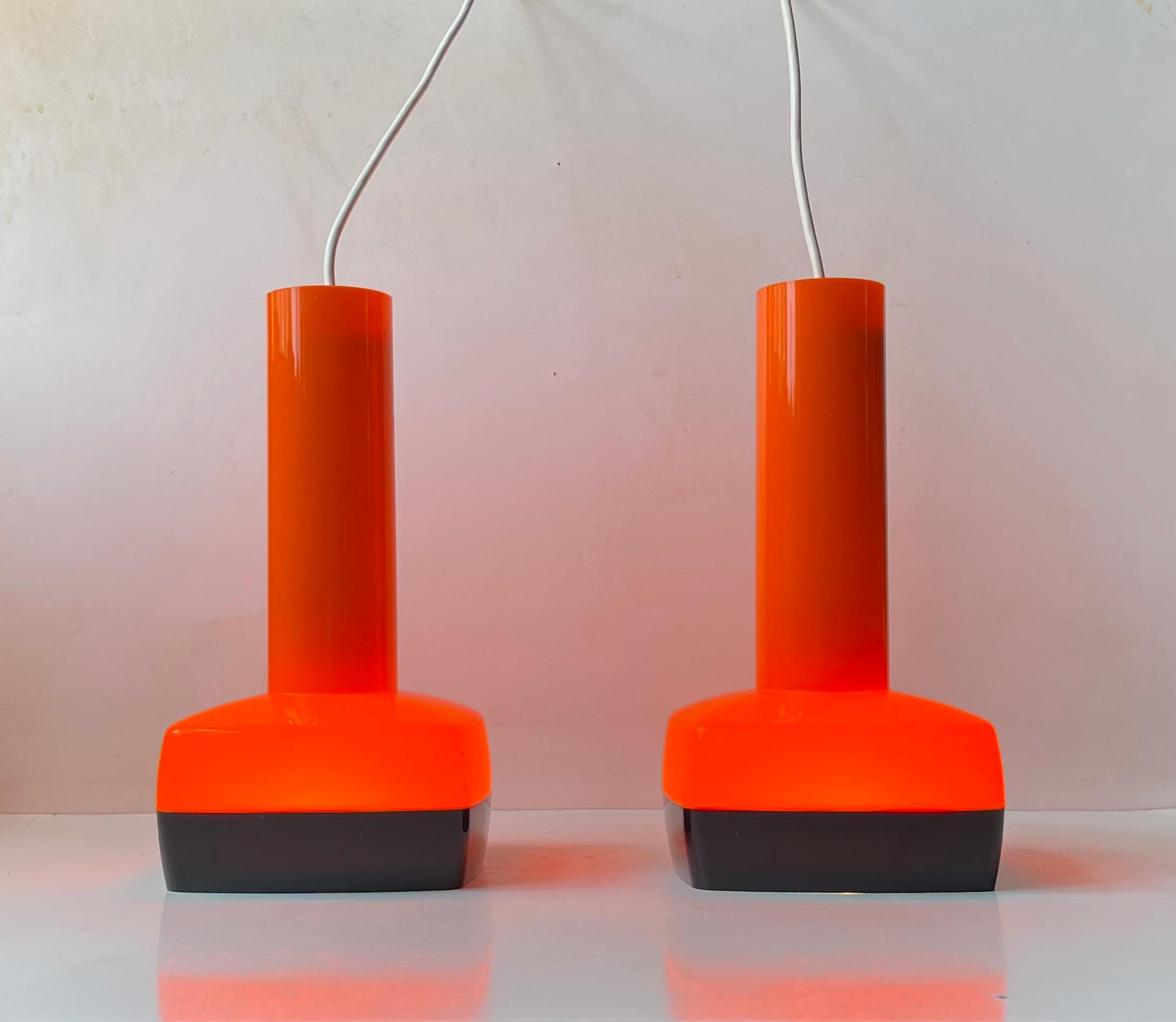 Danish Orange Plastic Ceiling Lamps by Bent Karlby for a. Schroder Kemi For Sale 4
