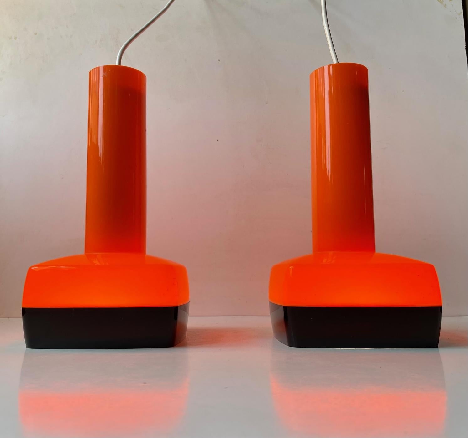 Danish Orange Plastic Ceiling Lamps by Bent Karlby for a. Schroder Kemi For Sale 5