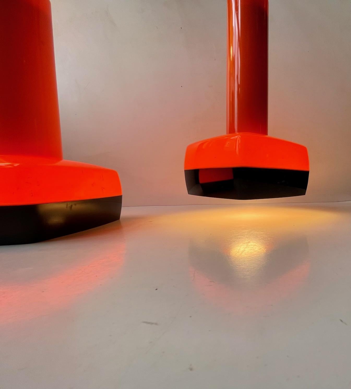 Acrylic Danish Orange Plastic Ceiling Lamps by Bent Karlby for a. Schroder Kemi For Sale
