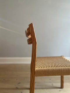 Danish Oregon Pine Dining Chairs with Paper Rush / Wicker Seats, ca. 1990s