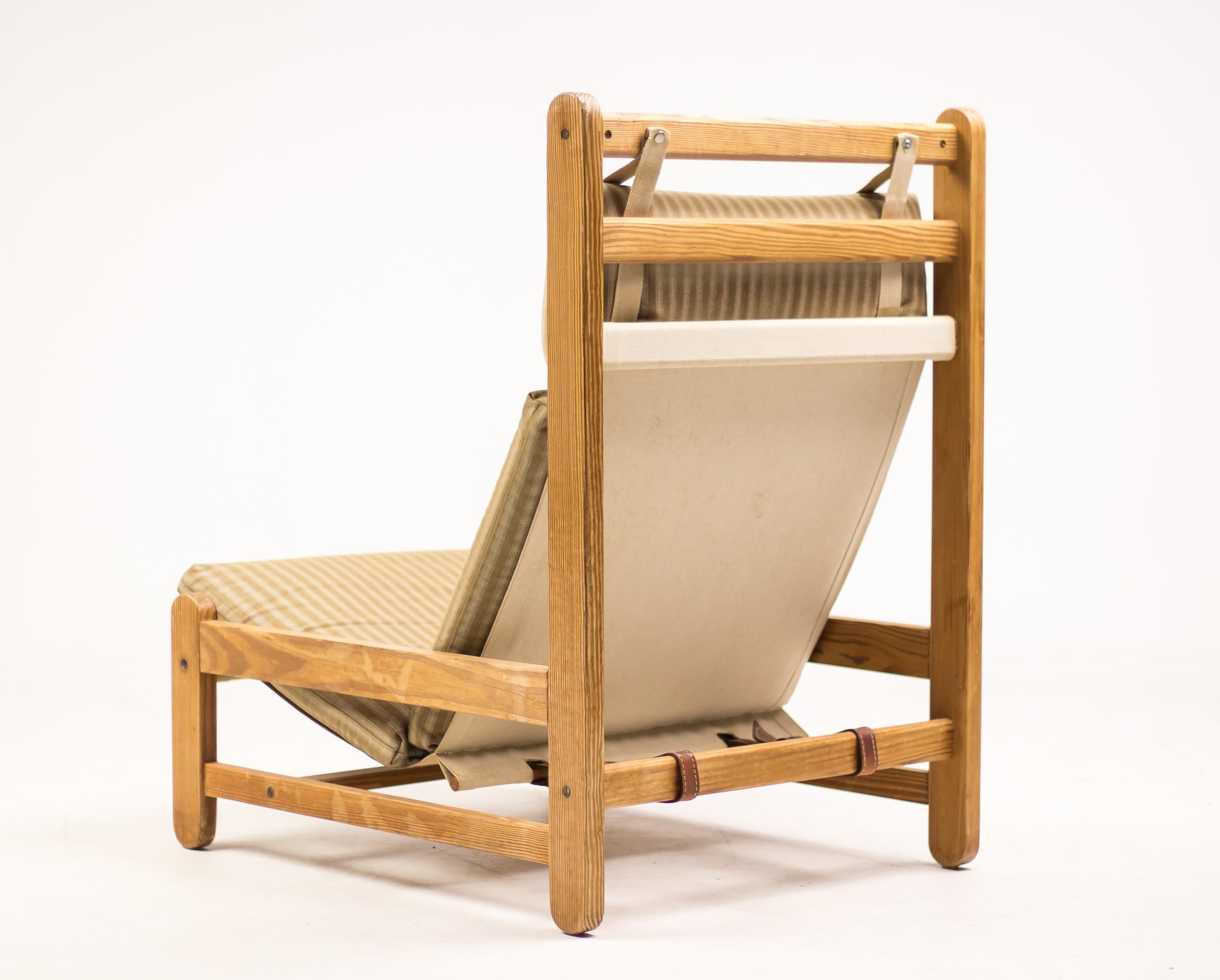 Danish Oregon Pine Sling Chair In Good Condition For Sale In Dronten, NL