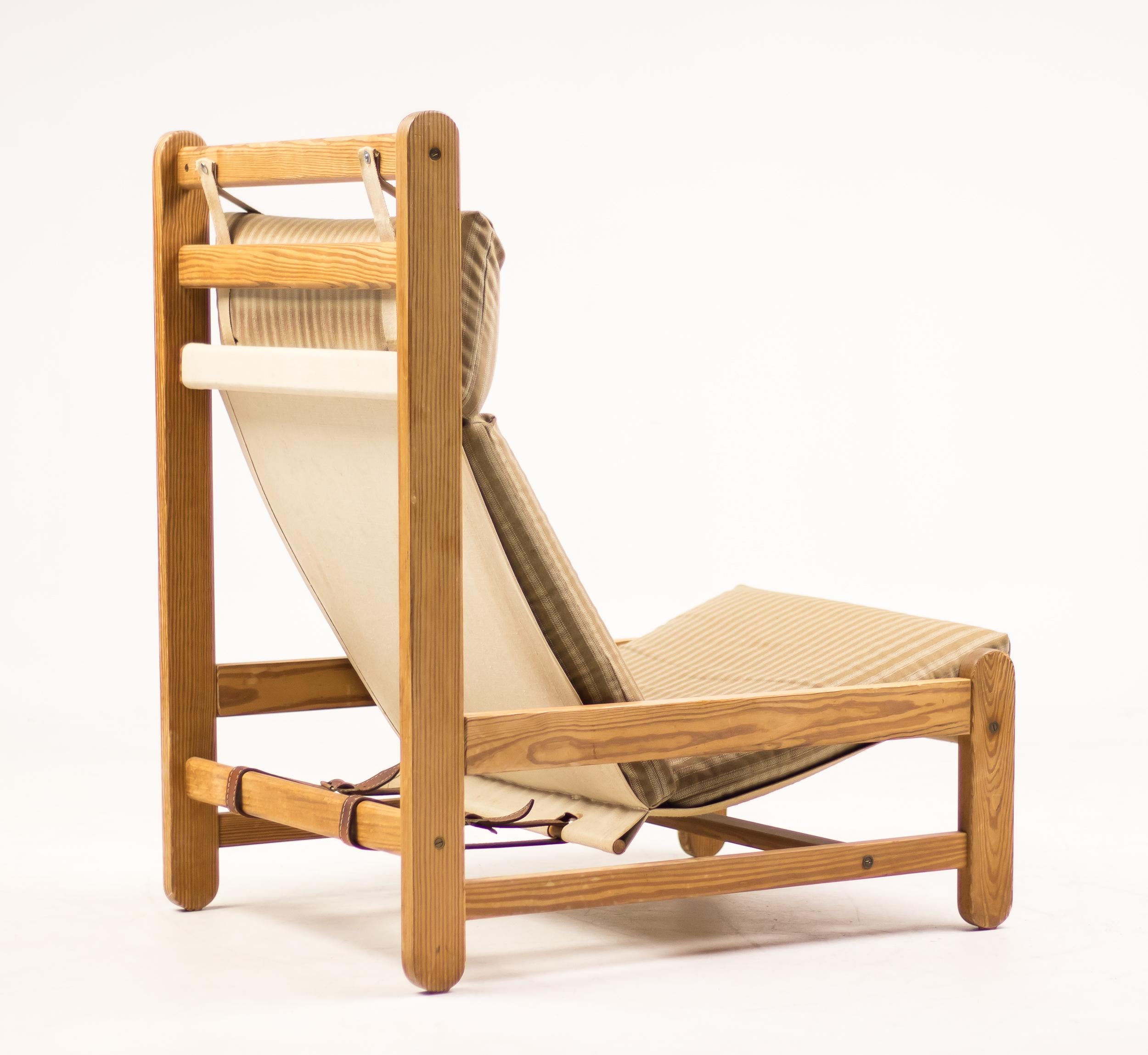 Leather Danish Oregon Pine Sling Chair For Sale