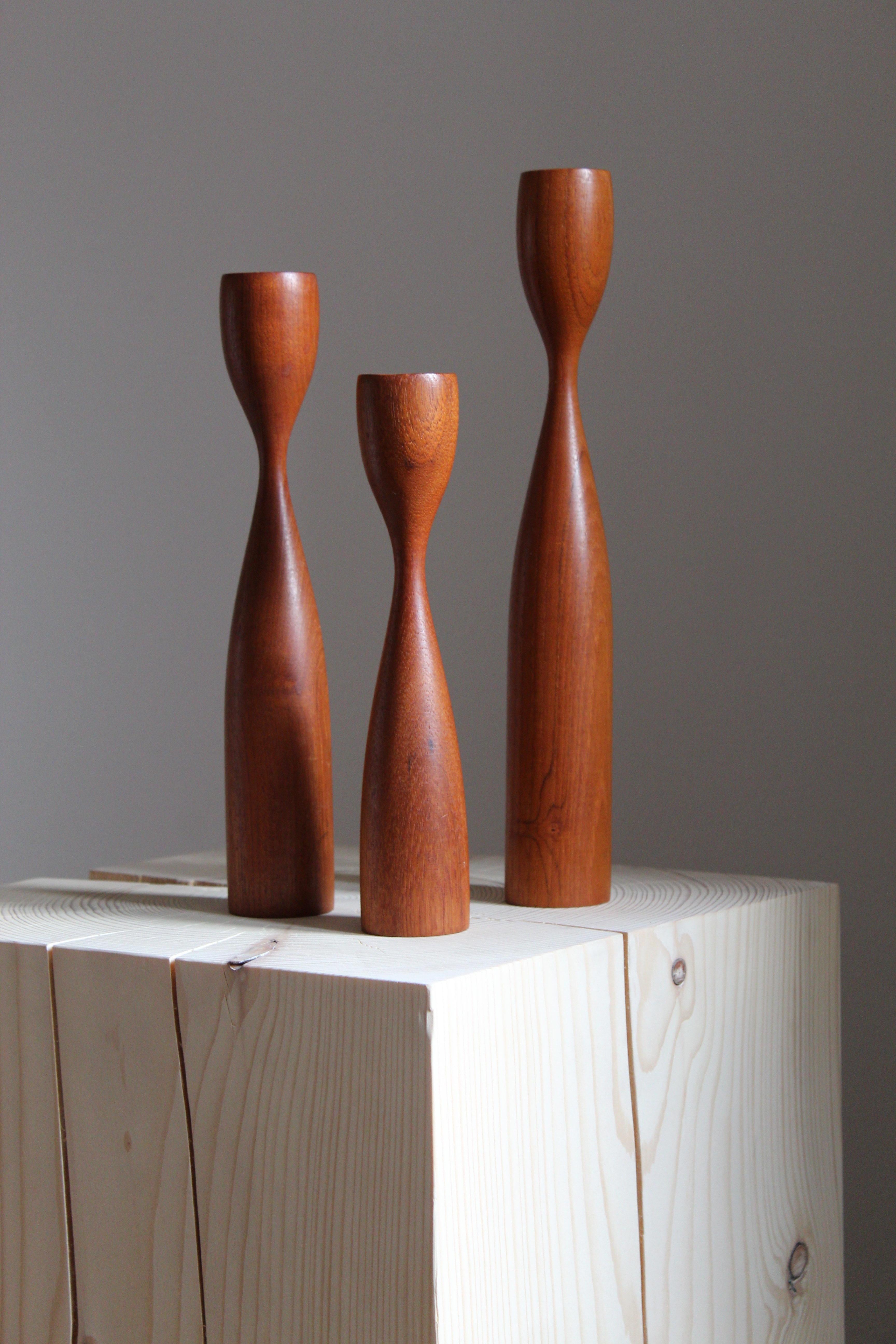 A pair of sculptural organic candlesticks designed and produced in Denmark, 1950s.