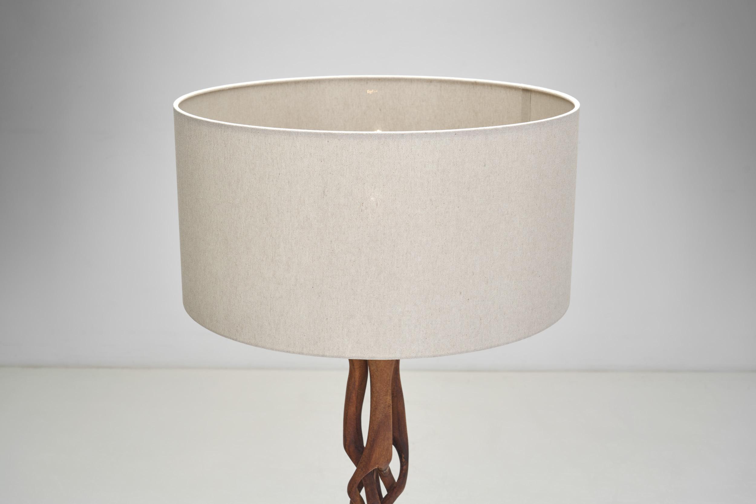 Danish Organic Form Teak Table Lamp, Denmark 1960s 5
