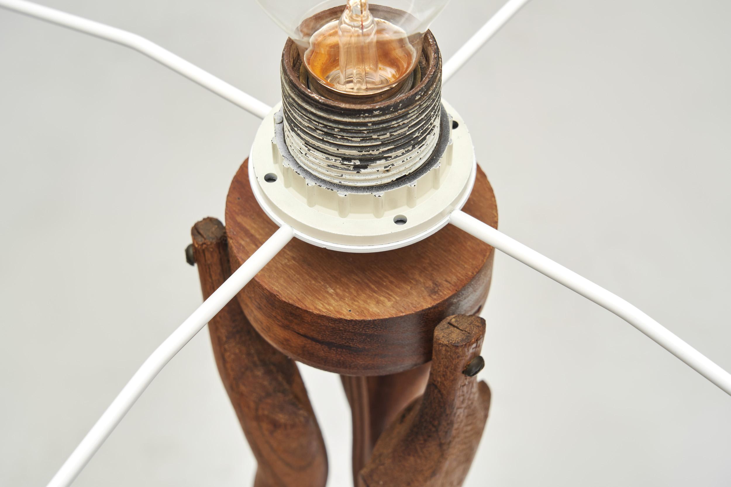 Danish Organic Form Teak Table Lamp, Denmark 1960s 8