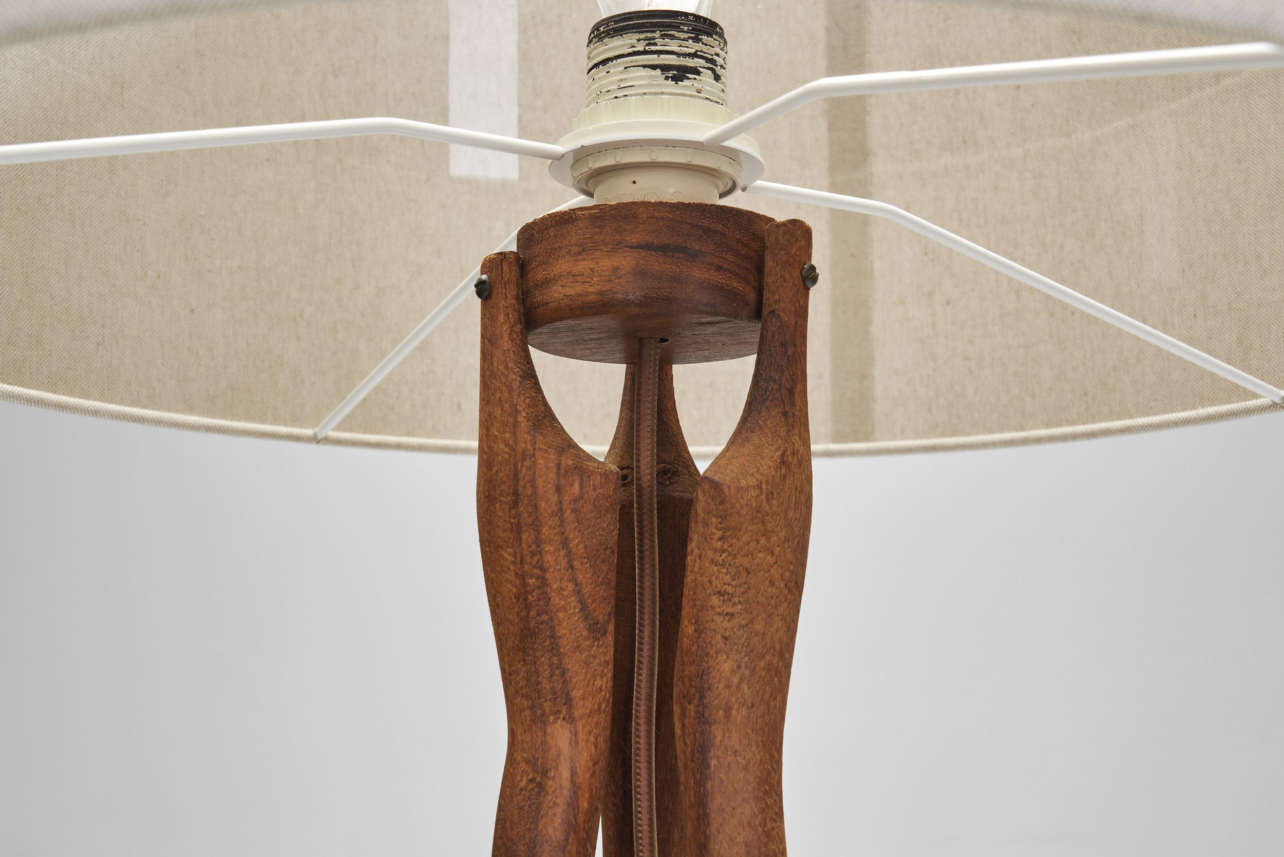 Danish Organic Form Teak Table Lamp, Denmark 1960s 9