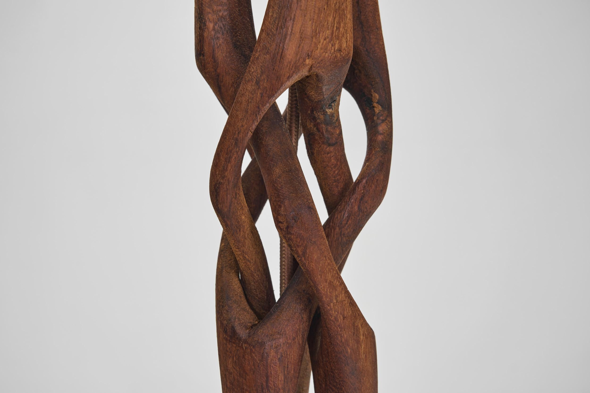 Danish Organic Form Teak Table Lamp, Denmark 1960s 10