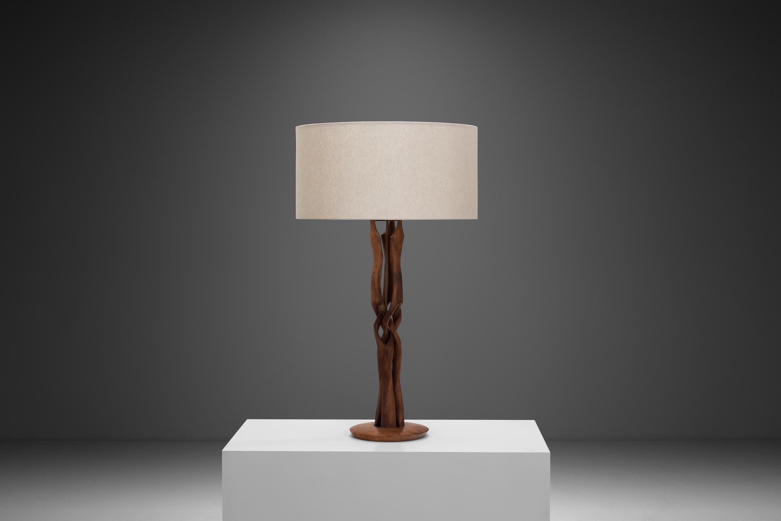 Mid-Century Modern Danish Organic Form Teak Table Lamp, Denmark 1960s