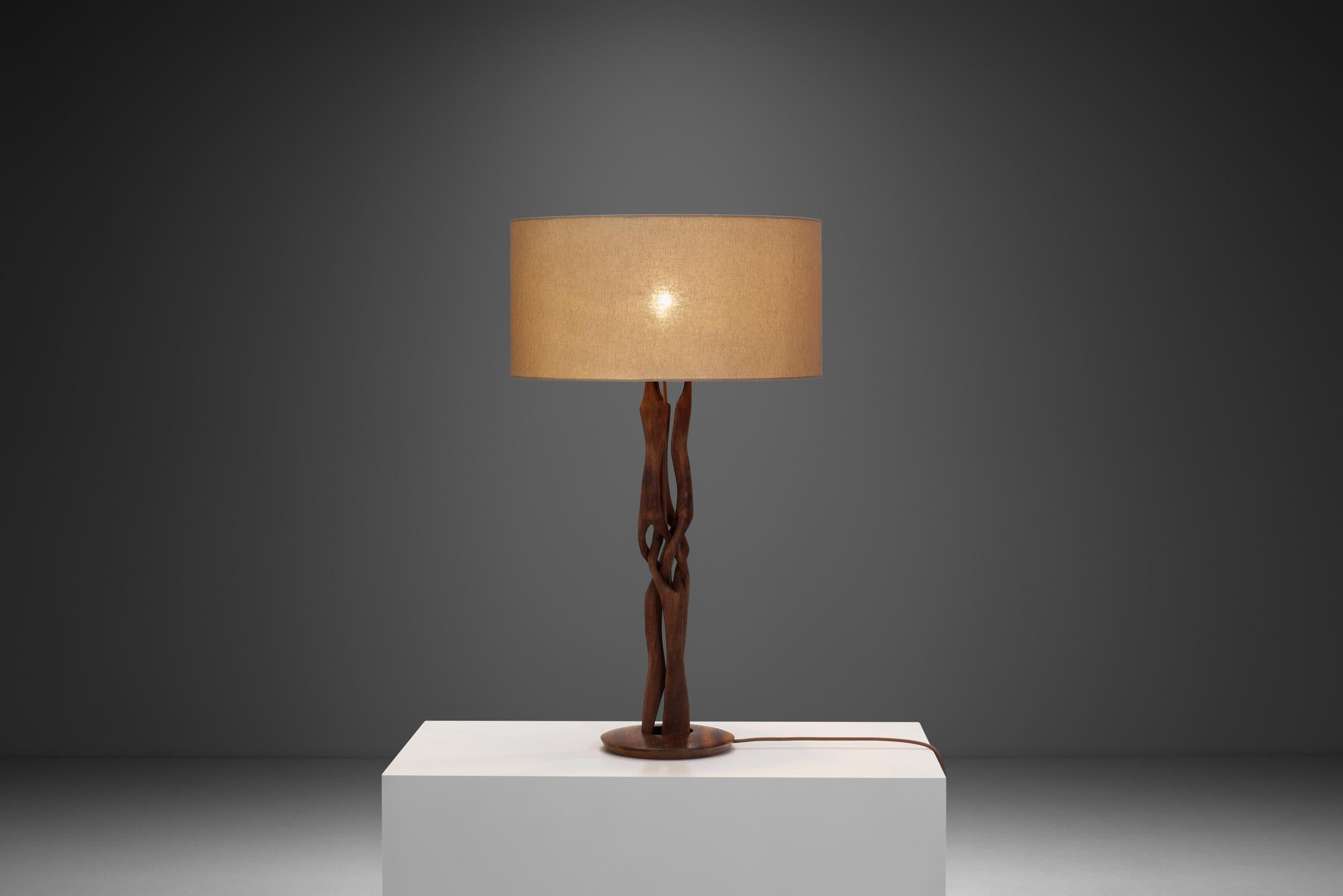 Danish Organic Form Teak Table Lamp, Denmark 1960s In Good Condition In Utrecht, NL