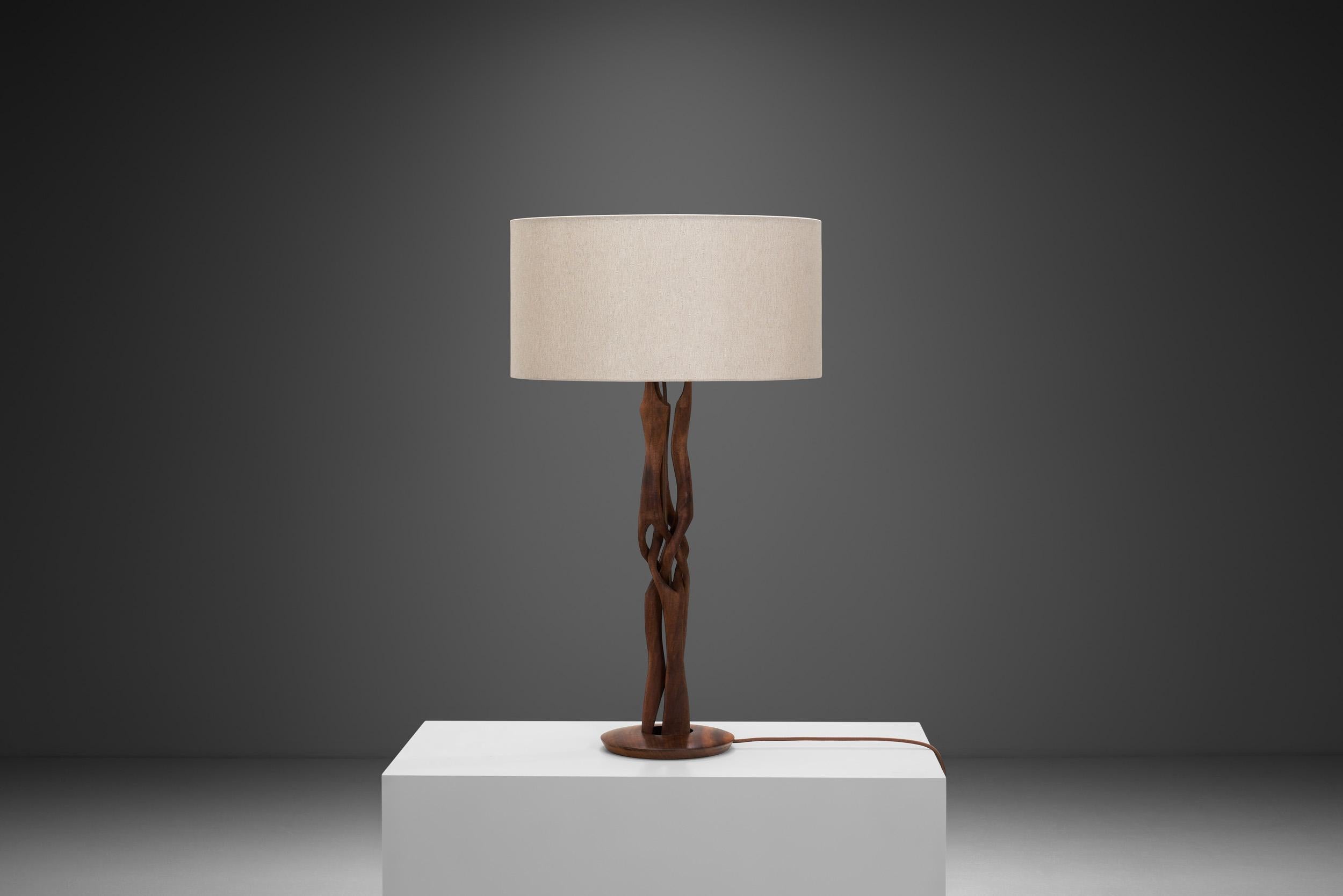 Mid-20th Century Danish Organic Form Teak Table Lamp, Denmark 1960s