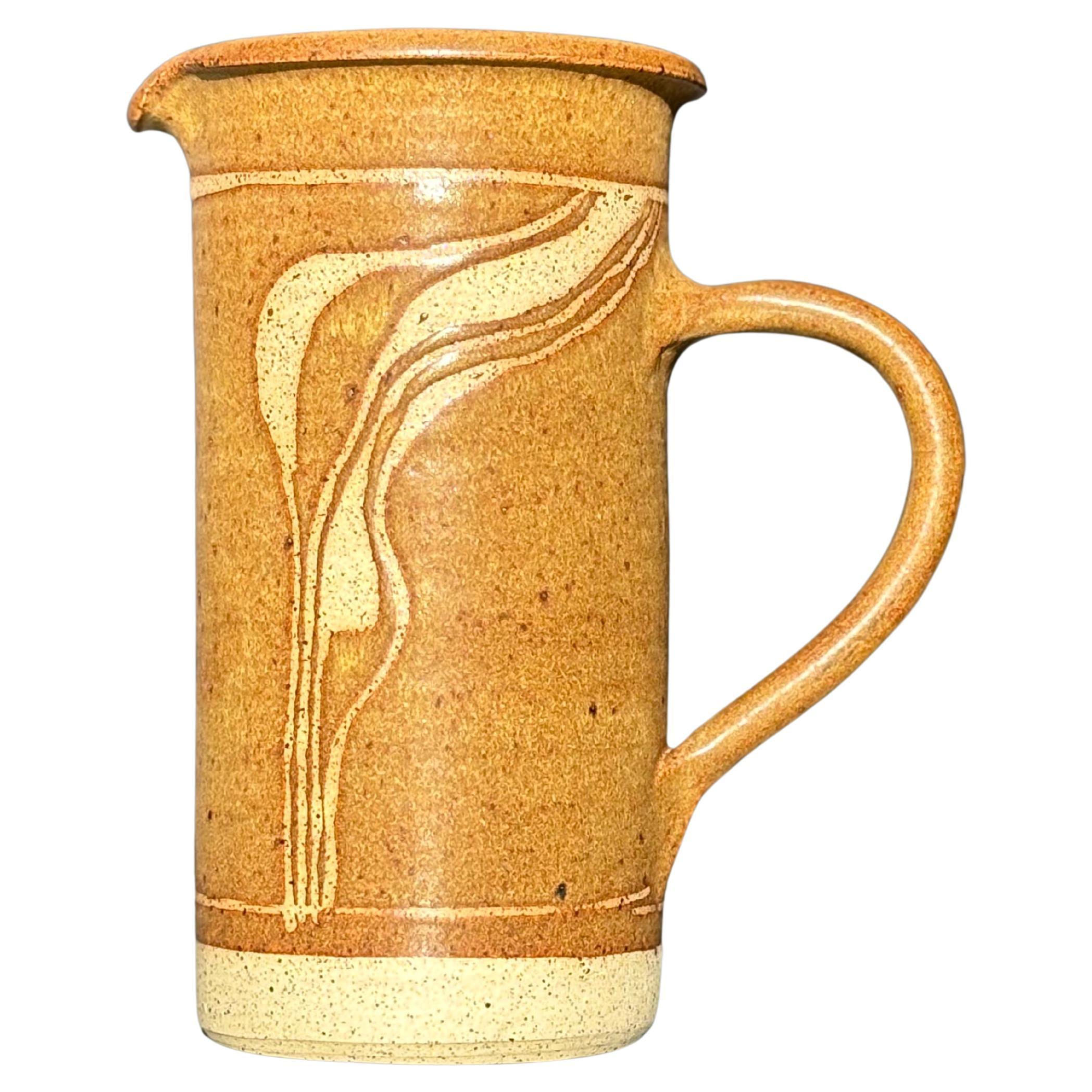 Organic Modern Stoneware Pitcher, Denmark, 1980s