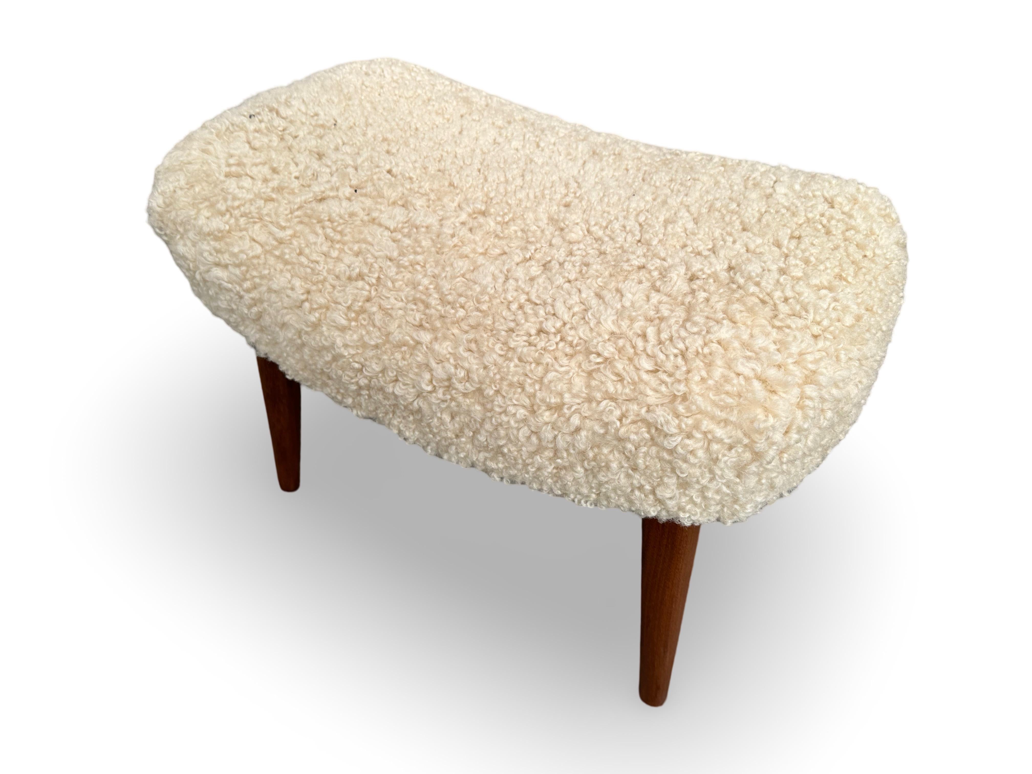 Danish original vintage lounge chair and stool by Madsen and Schubell, Denmark. For Sale 3