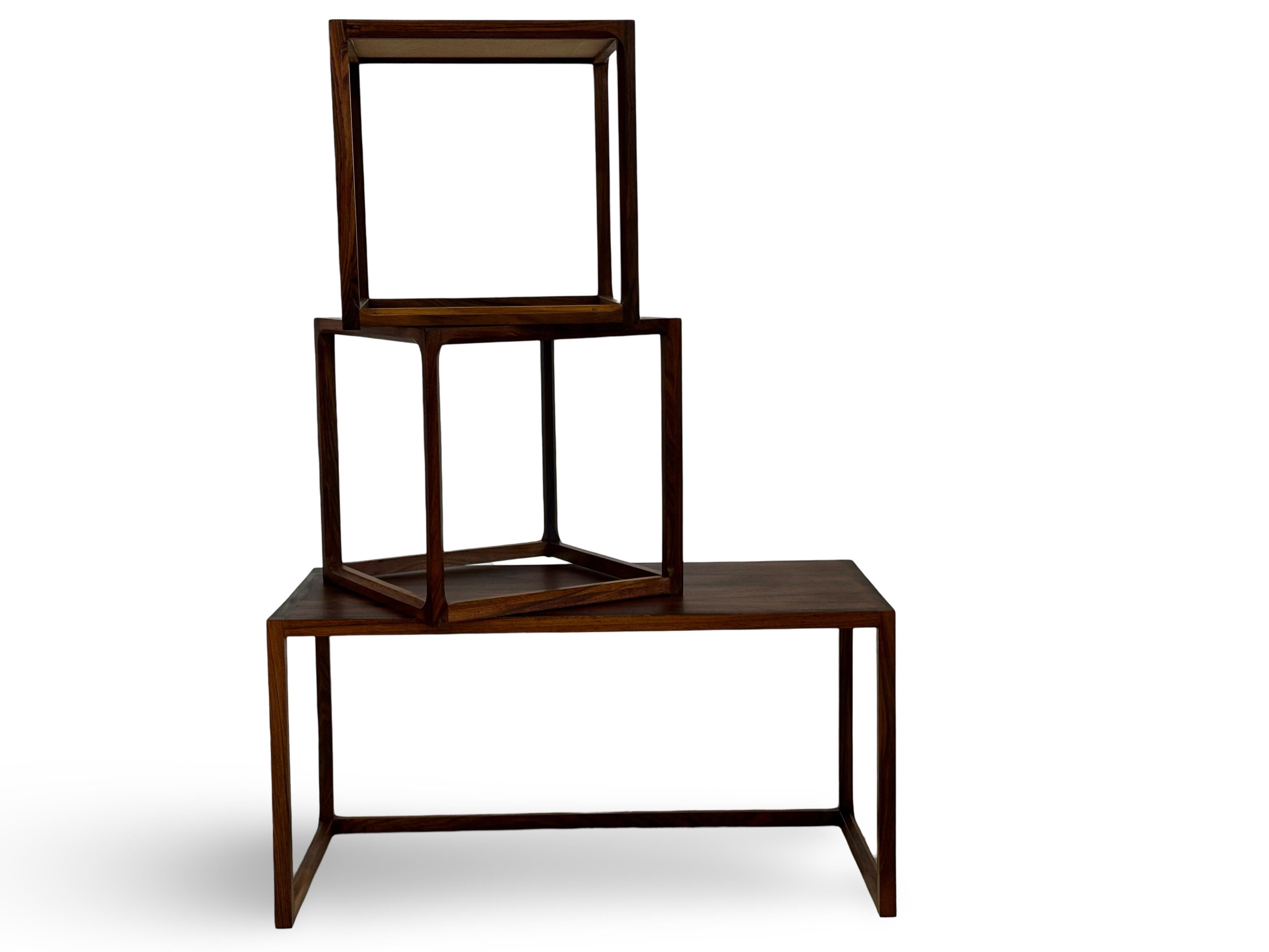 Mid-20th Century Danish original vintage nest of tables or lamp tables in rosewood. For Sale