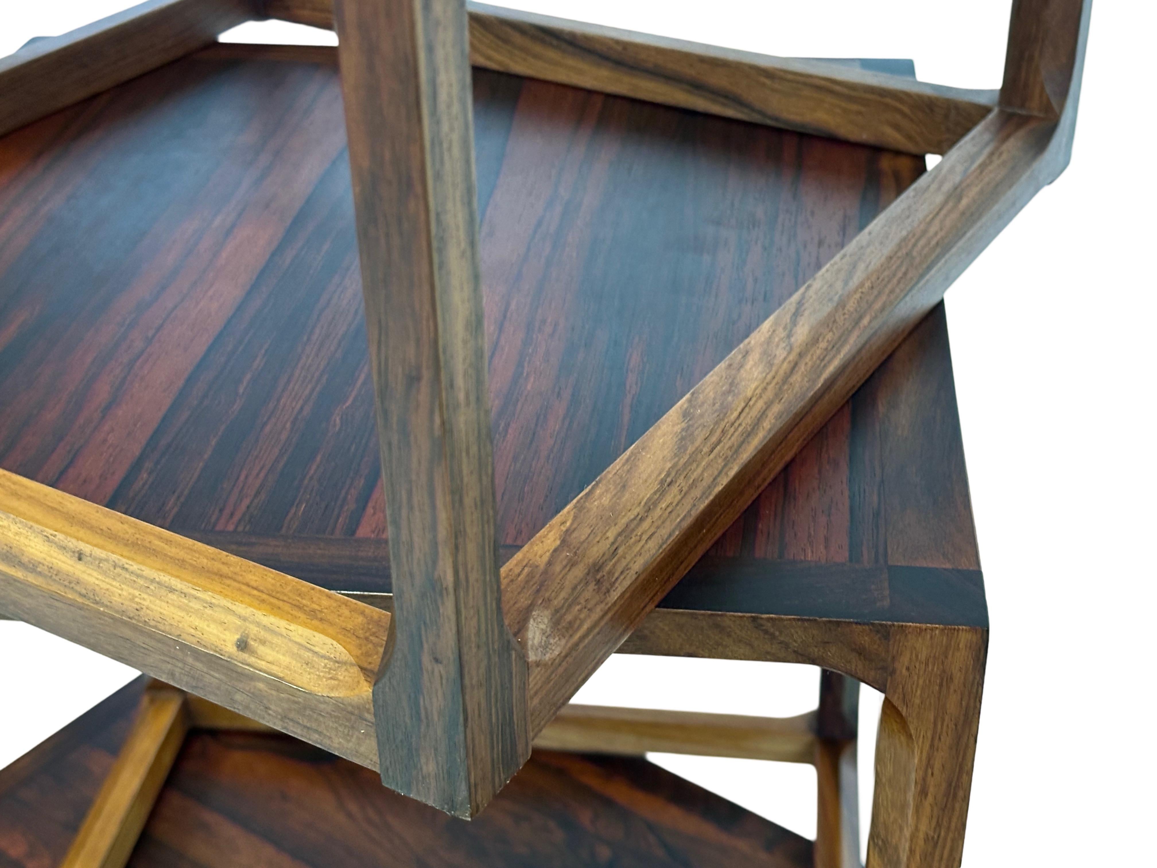 Rosewood Danish original vintage nest of tables or lamp tables in rosewood. For Sale