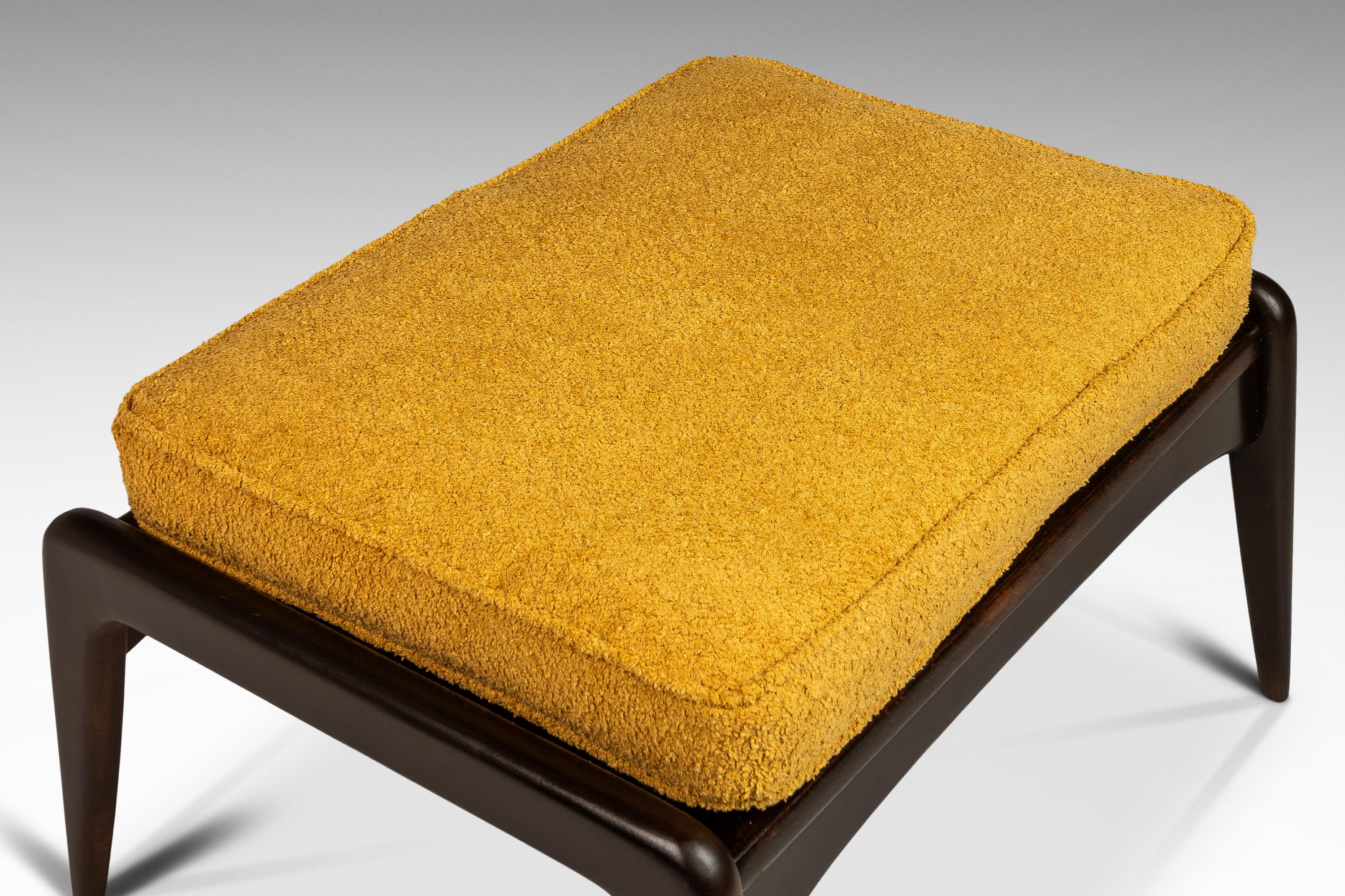Danish Ottoman in Beech & Bouclé by Ib Kofod Larsen for Selig, Denmark, c. 1960s 4