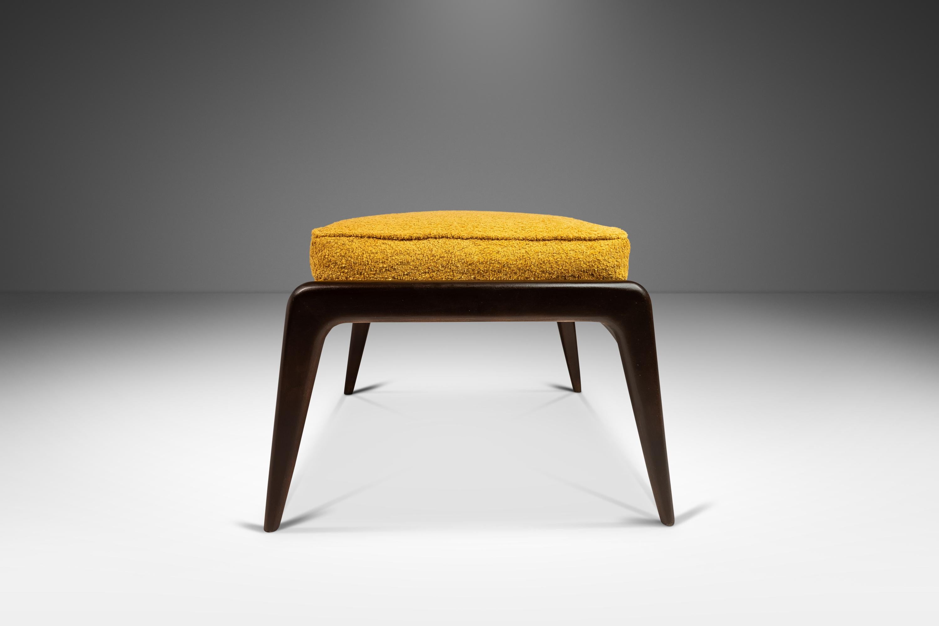 Danish Ottoman in Beech & Bouclé by Ib Kofod Larsen for Selig, Denmark, c. 1960s In Good Condition In Deland, FL