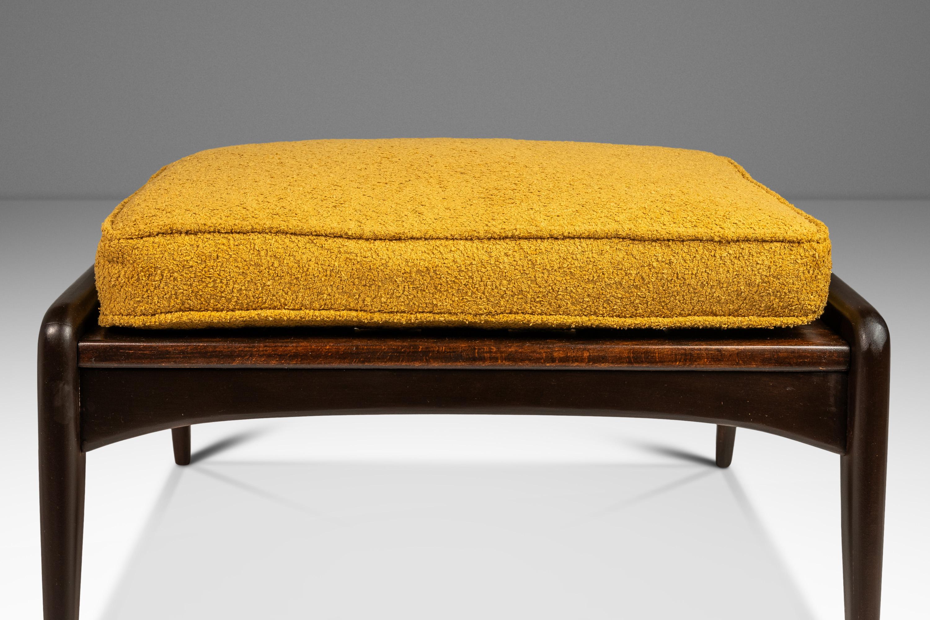 Danish Ottoman in Beech & Bouclé by Ib Kofod Larsen for Selig, Denmark, c. 1960s 3