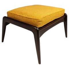 Danish Ottoman in Beech & Bouclé by Ib Kofod Larsen for Selig, Denmark, c. 1960s