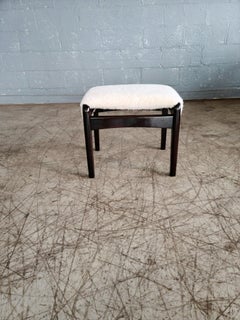 Danish Ottoman in Lambswool and Stained Beech by Fritz Hansen 1940's