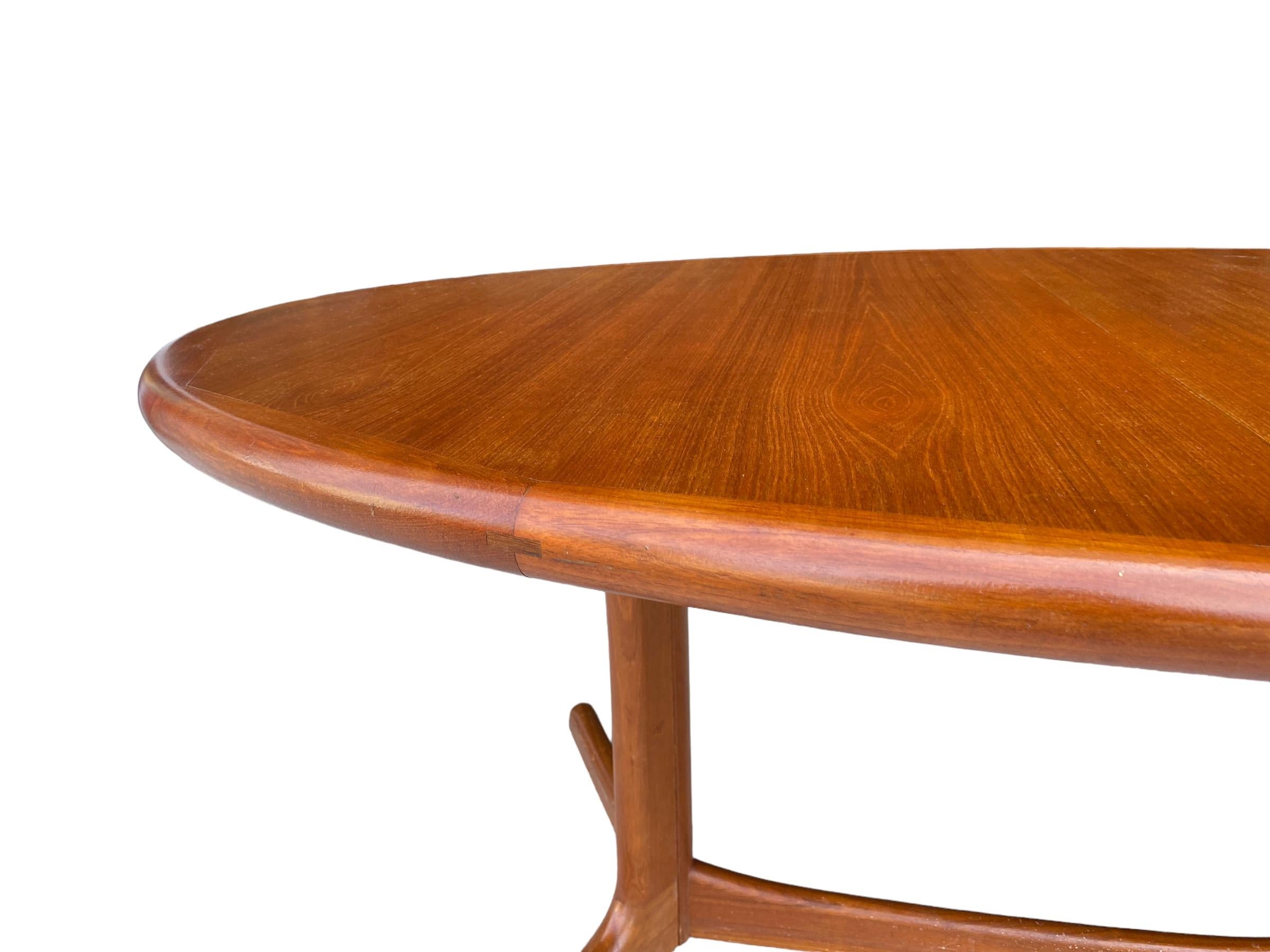 Beveled Danish Oval Dining Table in Teak by Dyrlund For Sale