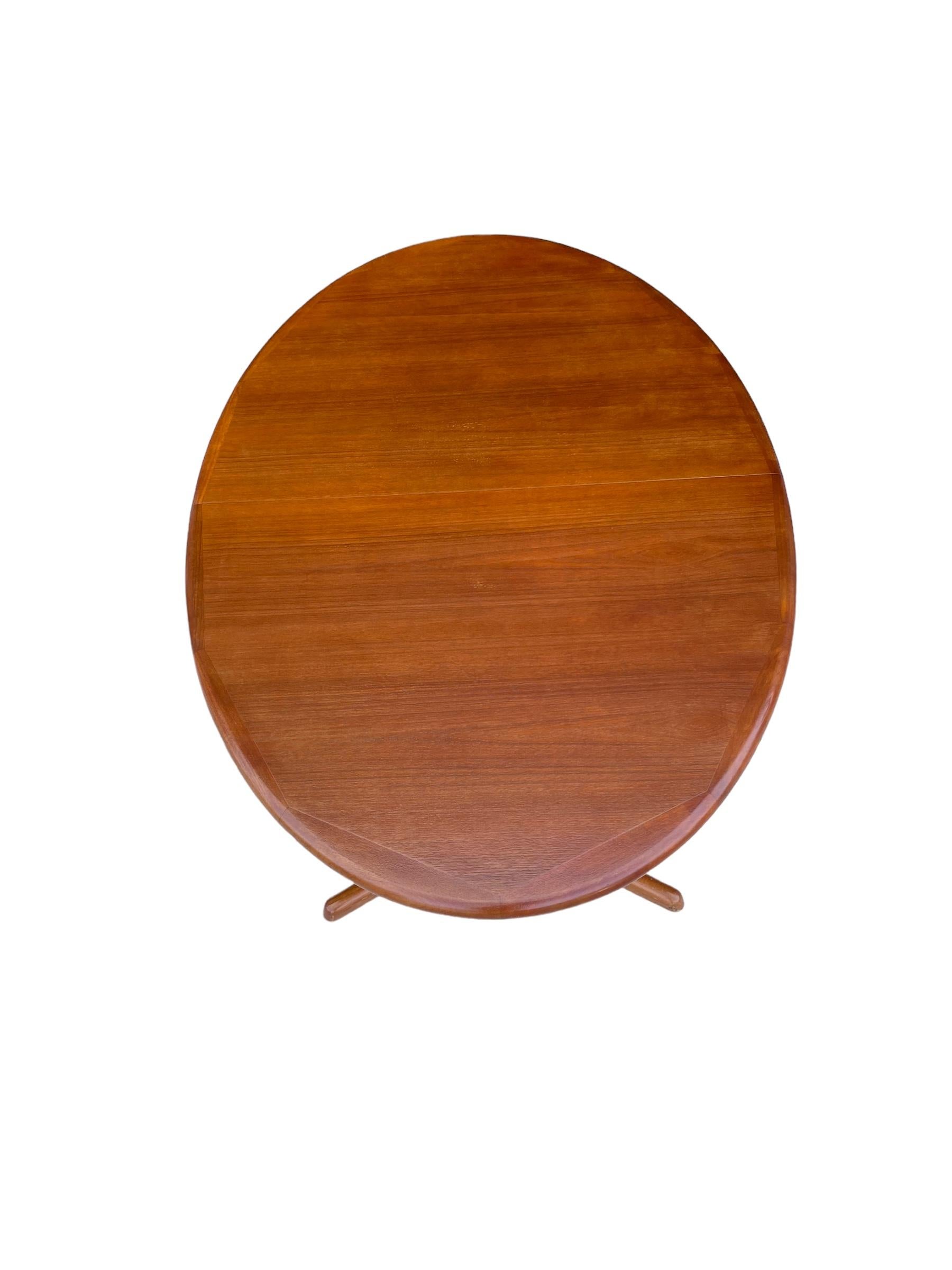Beveled Danish Oval Dining Table in Teak by Dyrlund For Sale