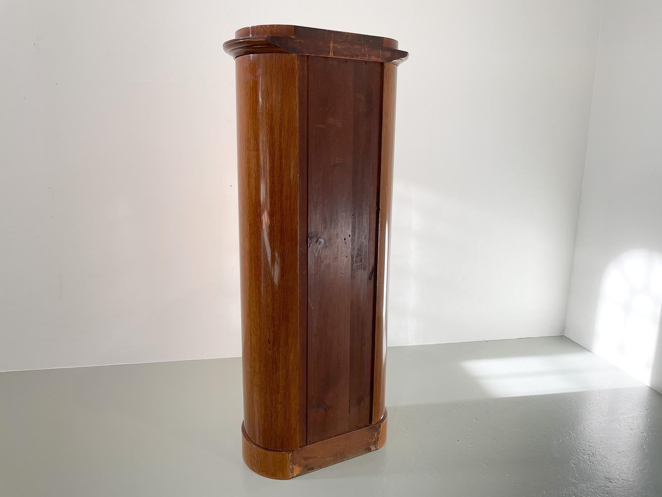 Danish Oval Pedestal Cabinet in Oak and Walnut Burl, ca. 1850s.  For Sale 7