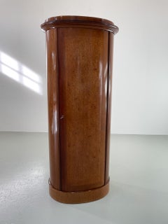 Danish Oval Pedestal Cabinet in Oak and Walnut Burl, ca. 1850s.