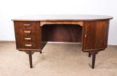 Danish oval rosewood desk by Gunni Omann 1960.
