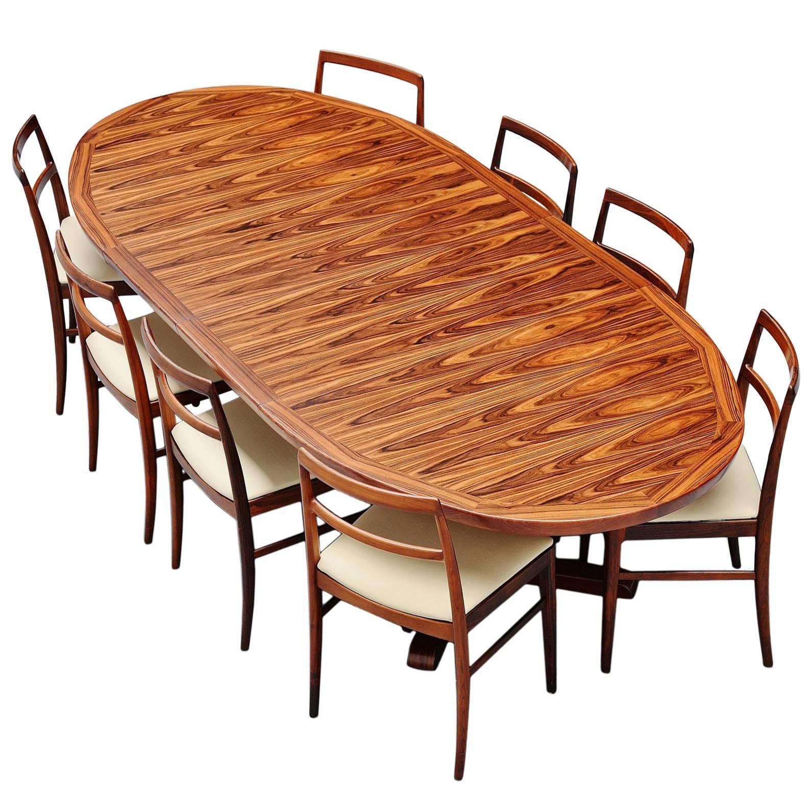 Danish Oval Rosewood Dining Table, Denmark, 1960