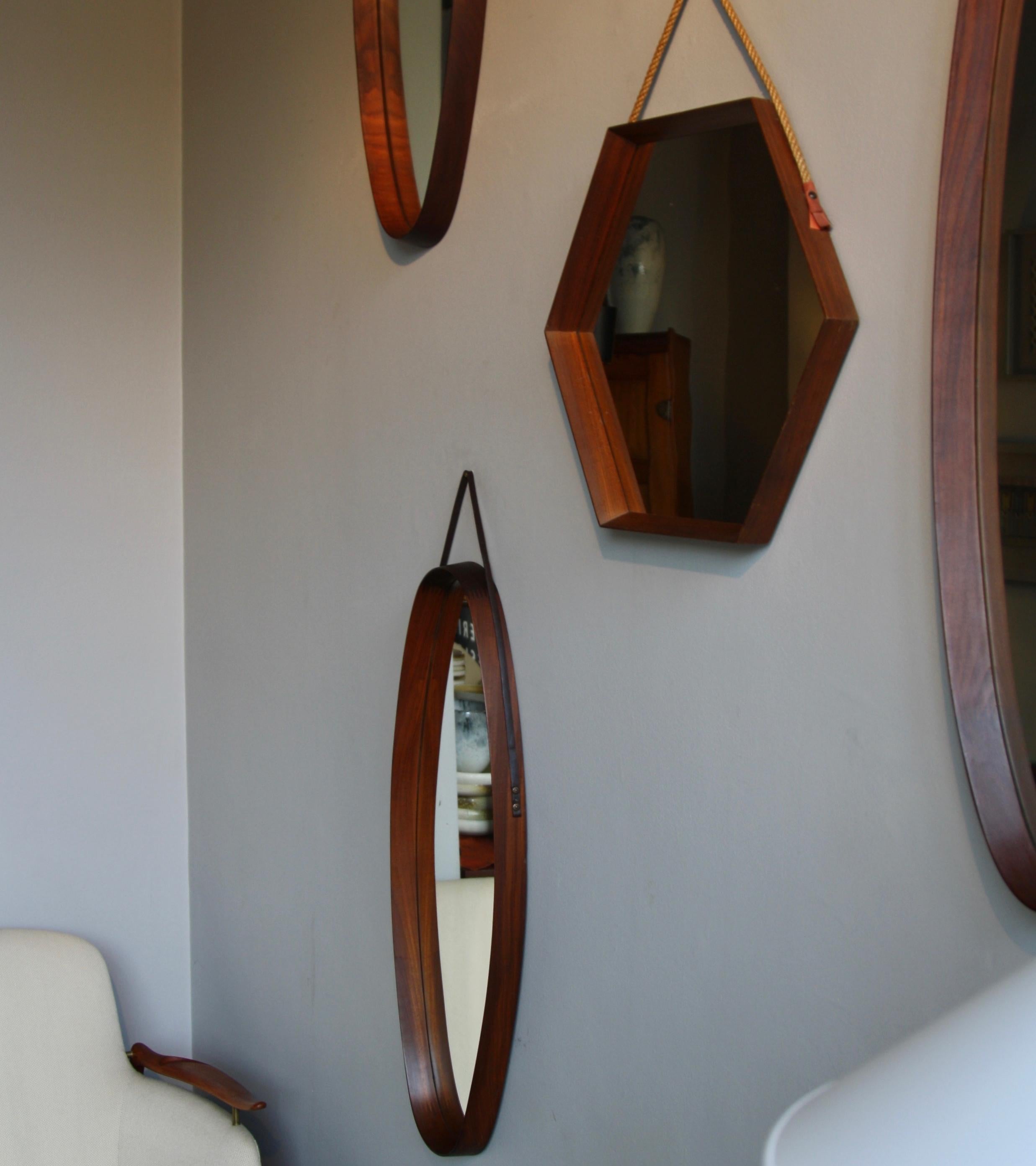 oval hanging mirror with strap