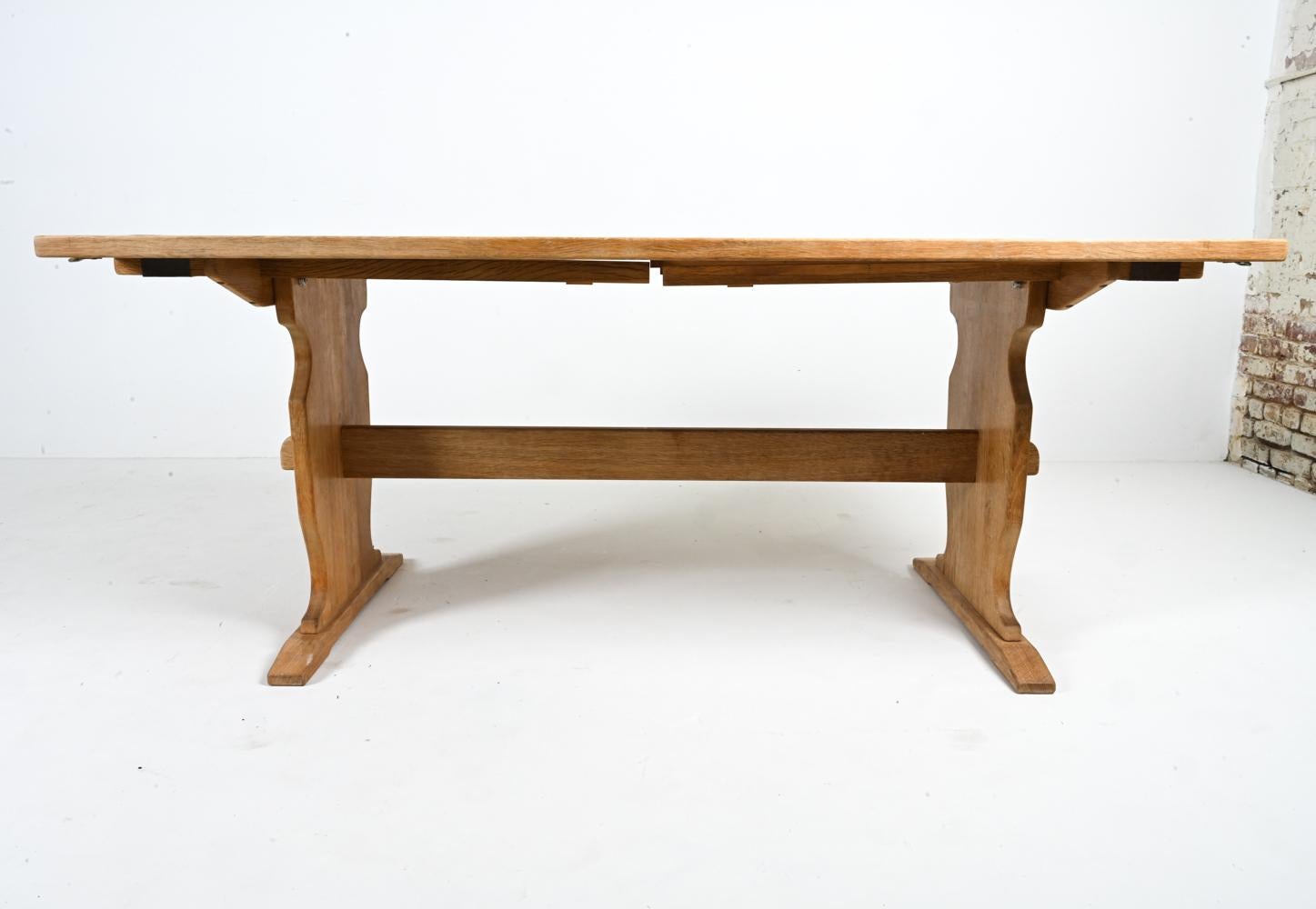 Danish Ox Art Oak & Ceramic Tile Mosaic-Top Dining Table With Leaves, c. 1970's For Sale 8