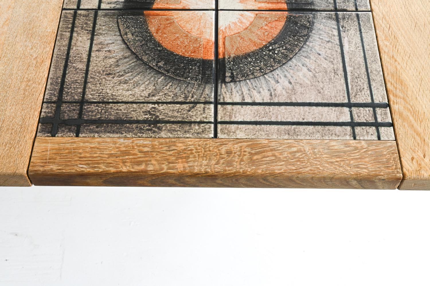 Table de salle à manger danoise Ox Art en chêne et céramique avec mosaïque de carreaux, c. 1970 en vente 11