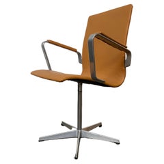 Danish Oxford Desk Chair in Cognac Leather by Arne Jakobsen for Fritz Hansen