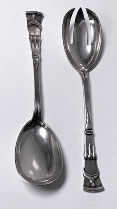 Danish P. Hertz Art Nouveau Silver Salad Servers Copenhagen, 1909