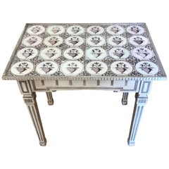 Antique Danish Painted Neoclassical Tile Top Table
