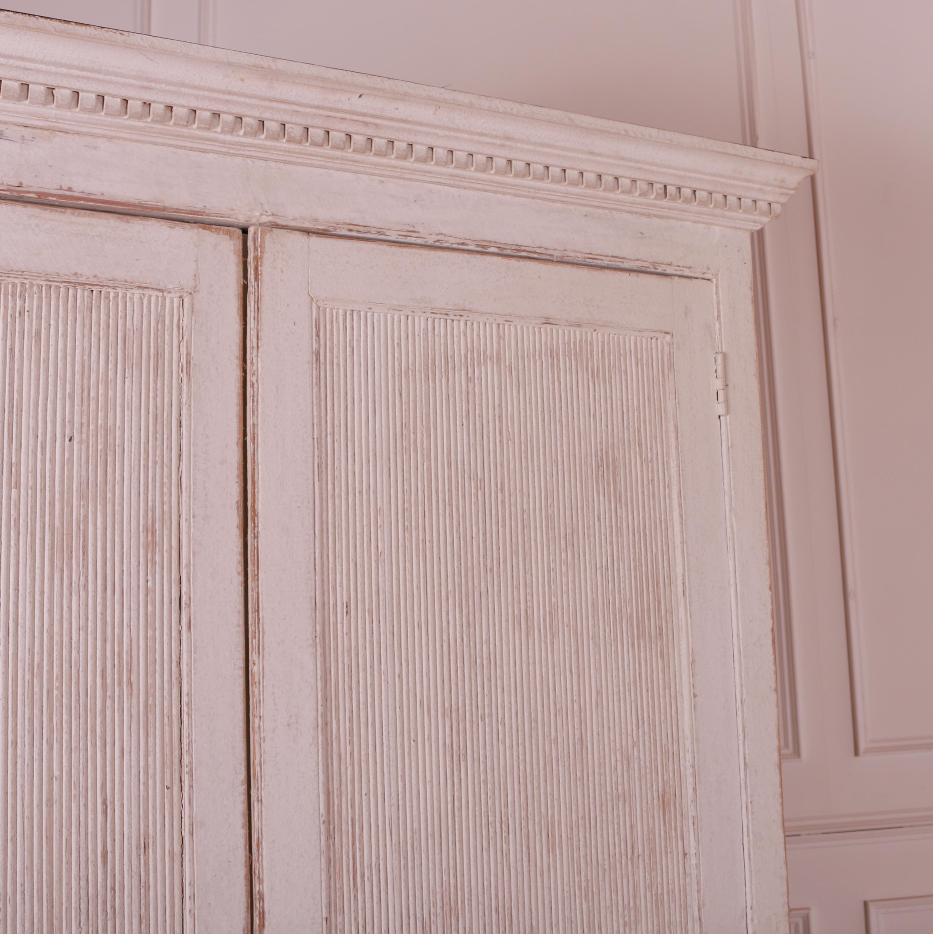 19th Century Danish Painted Pine Linen Cupboard