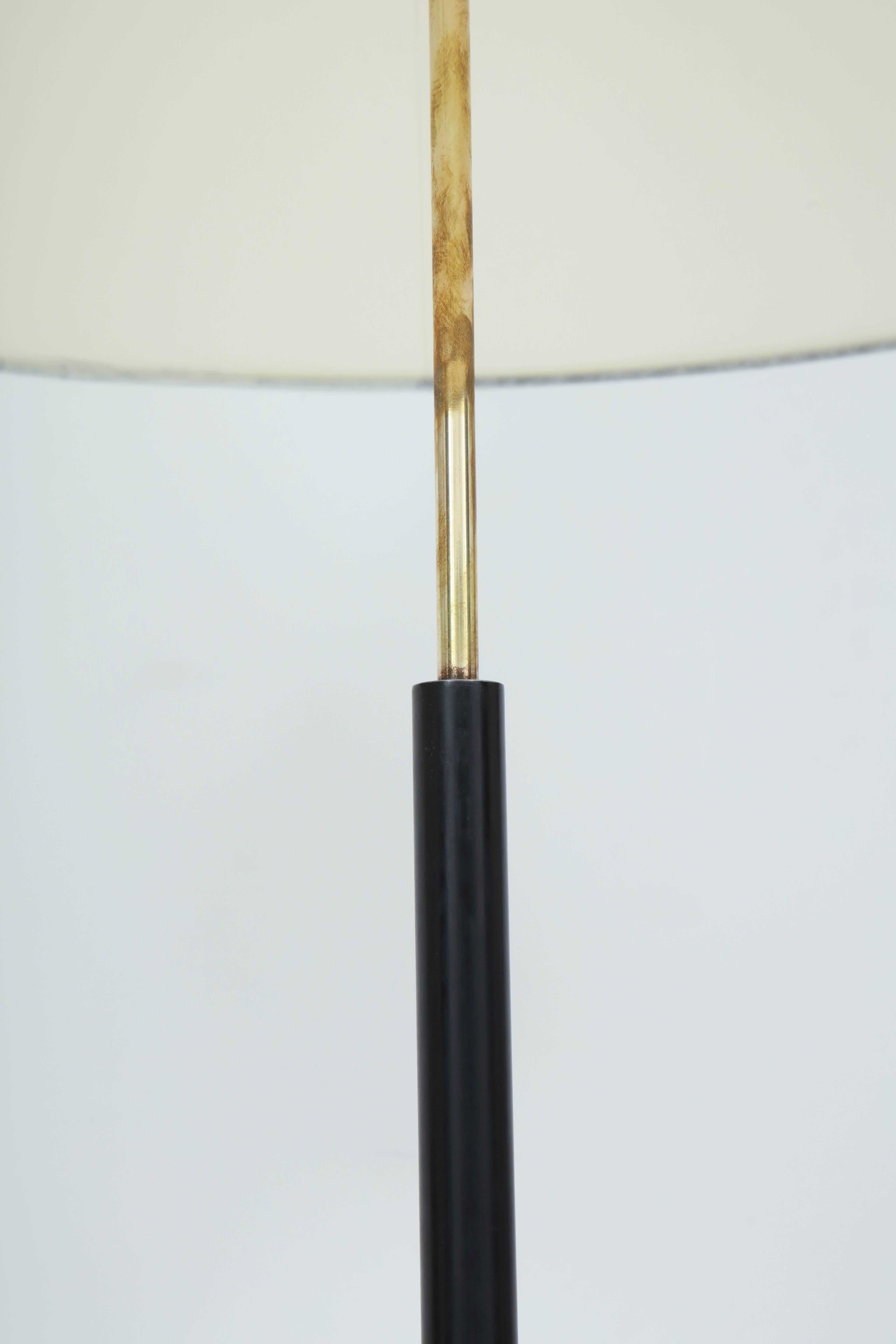 Danish Painted Steel and Brass Tapering Floor Lamp, circa 1940s 1