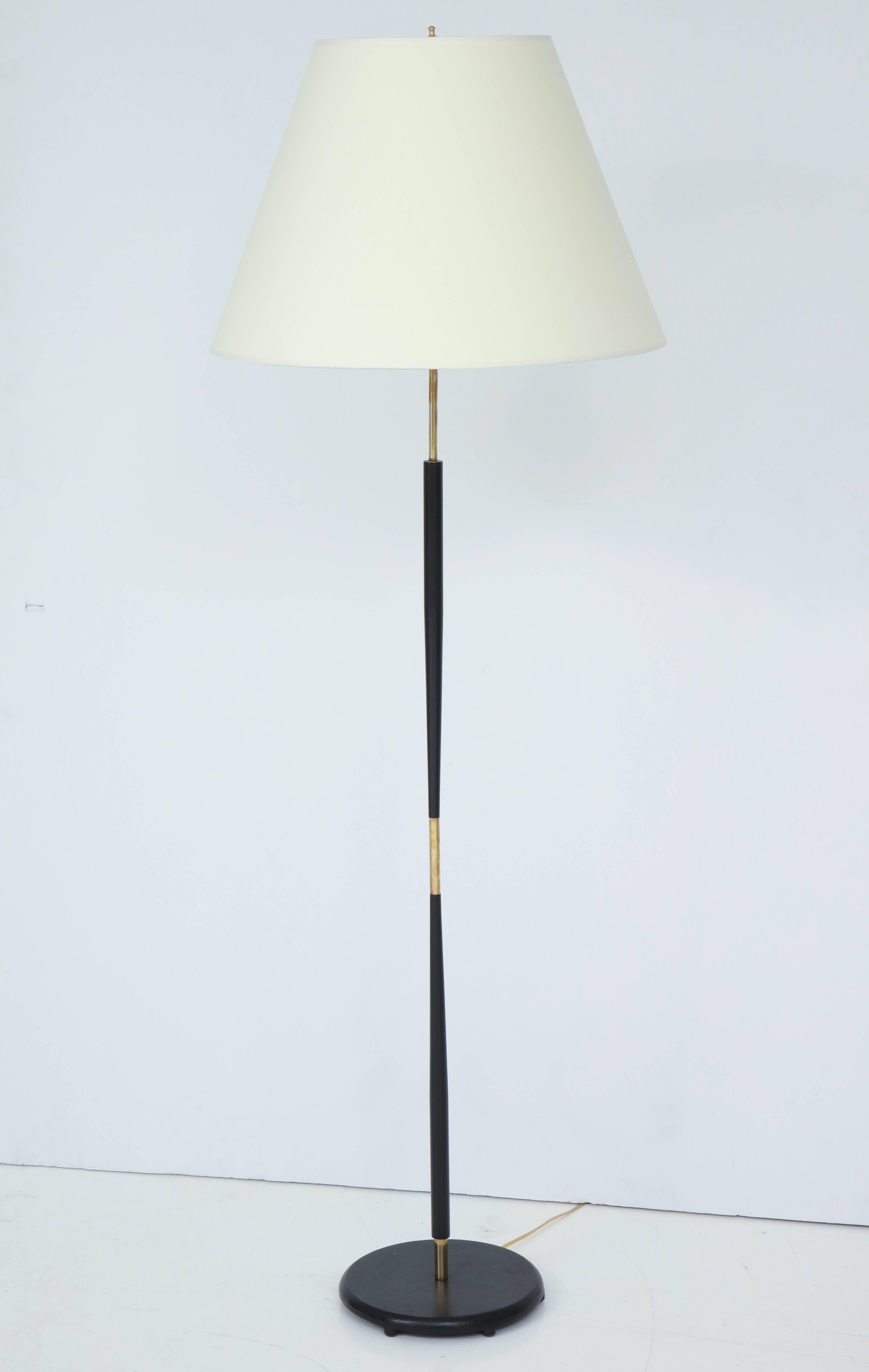 Danish Painted Steel and Brass Tapering Floor Lamp, circa 1940s 2