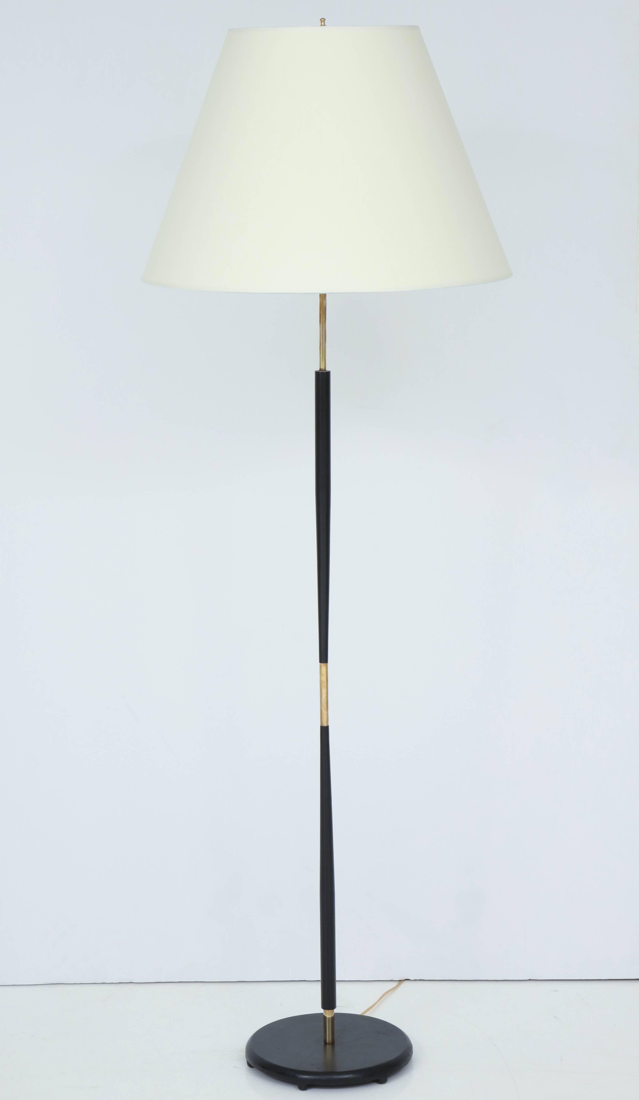 Danish Painted Steel and Brass Tapering Floor Lamp, circa 1940s 3