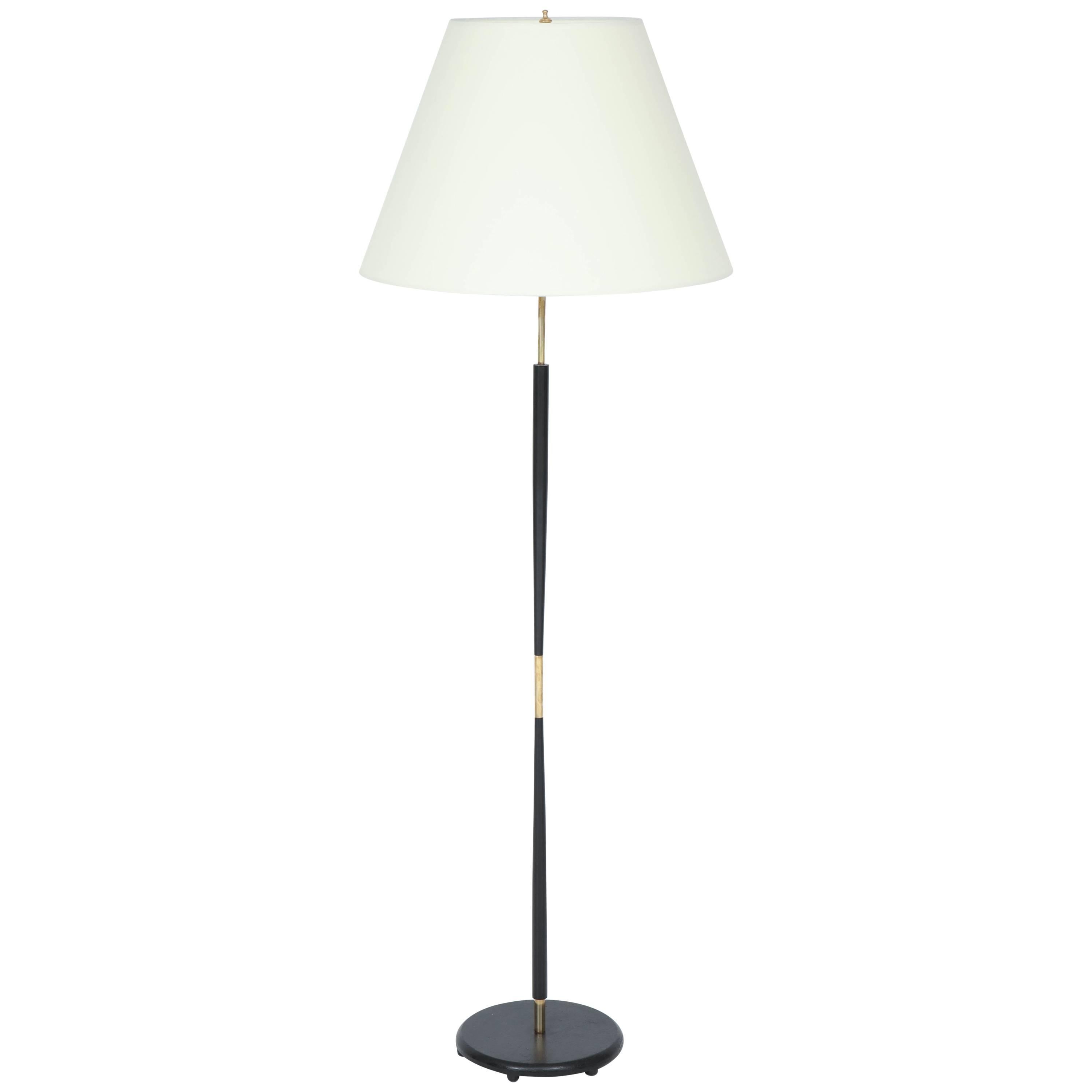 Danish Painted Steel and Brass Tapering Floor Lamp, circa 1940s