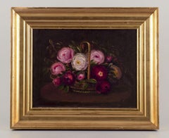 Dänischer Maler. Öl auf Leinwand. Stilleben mit Rosen in einem Korb... Ende 19. Jh.