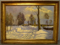 Danish Painter, Oil on Canvas, Winter Landscape with Farm, 1920s / 30s
