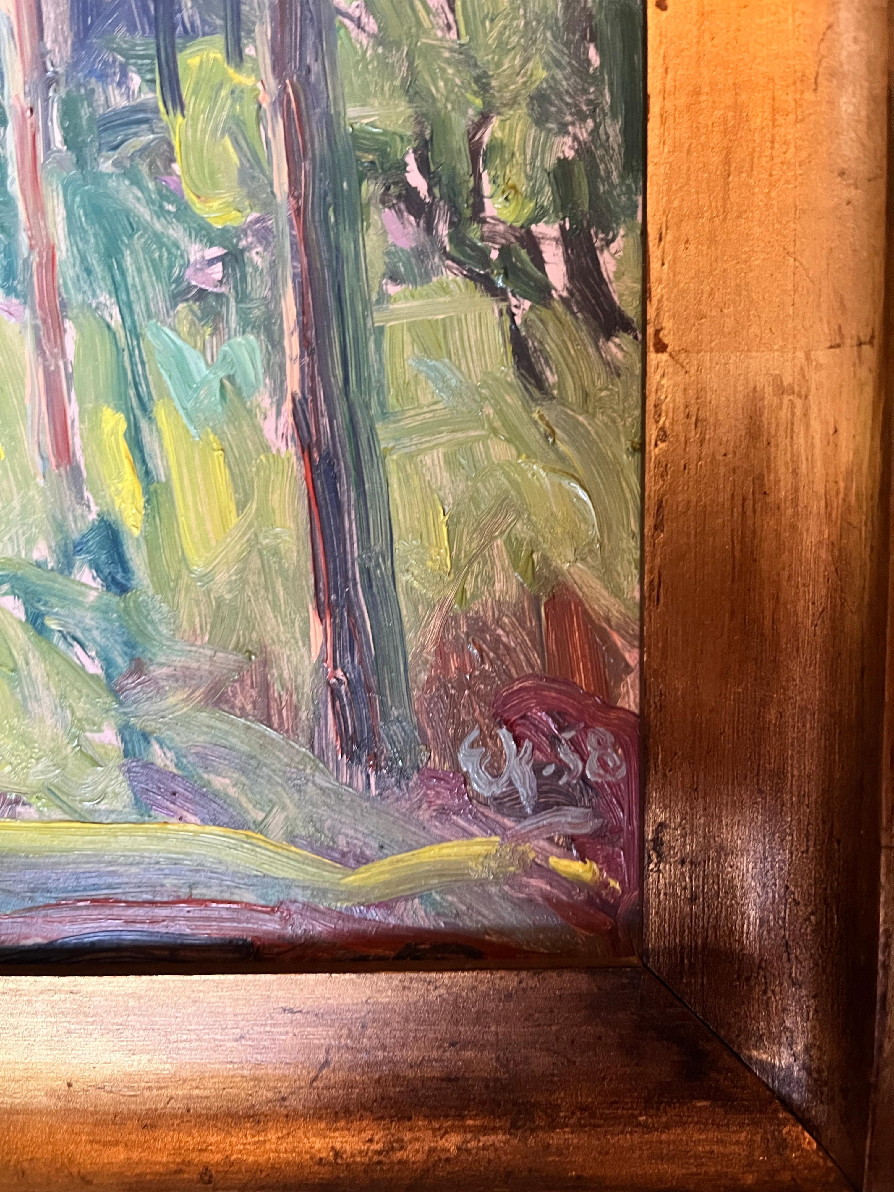 Scandinavian Modern Elisabeth Karlinsky, Oil on panel, Denmark 1958 For Sale