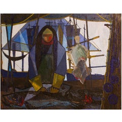 Spectacular Danish Panel of the 1950's: The Fisherman  (65 x 52 inches) 