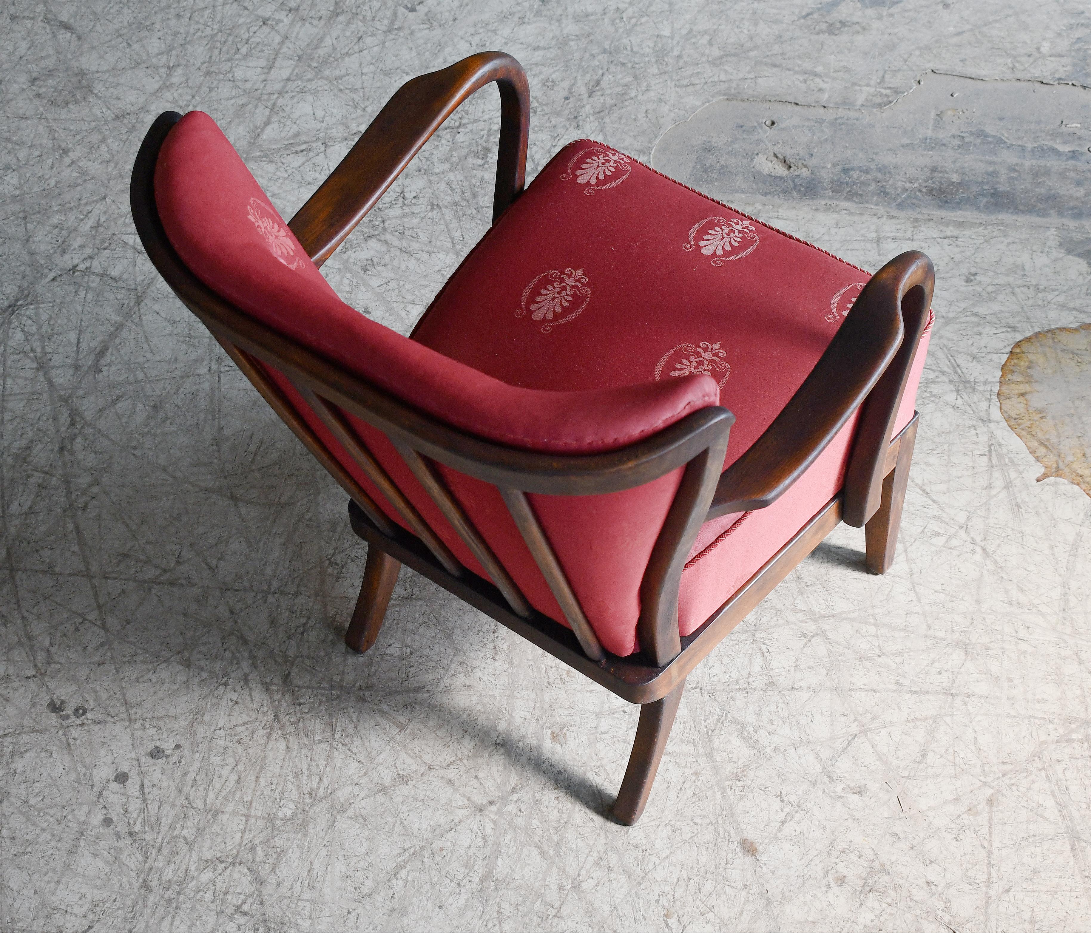 Mid-20th Century Danish Pair 1940s Spindleback Lounge Chairs by Alfred Christensen  For Sale