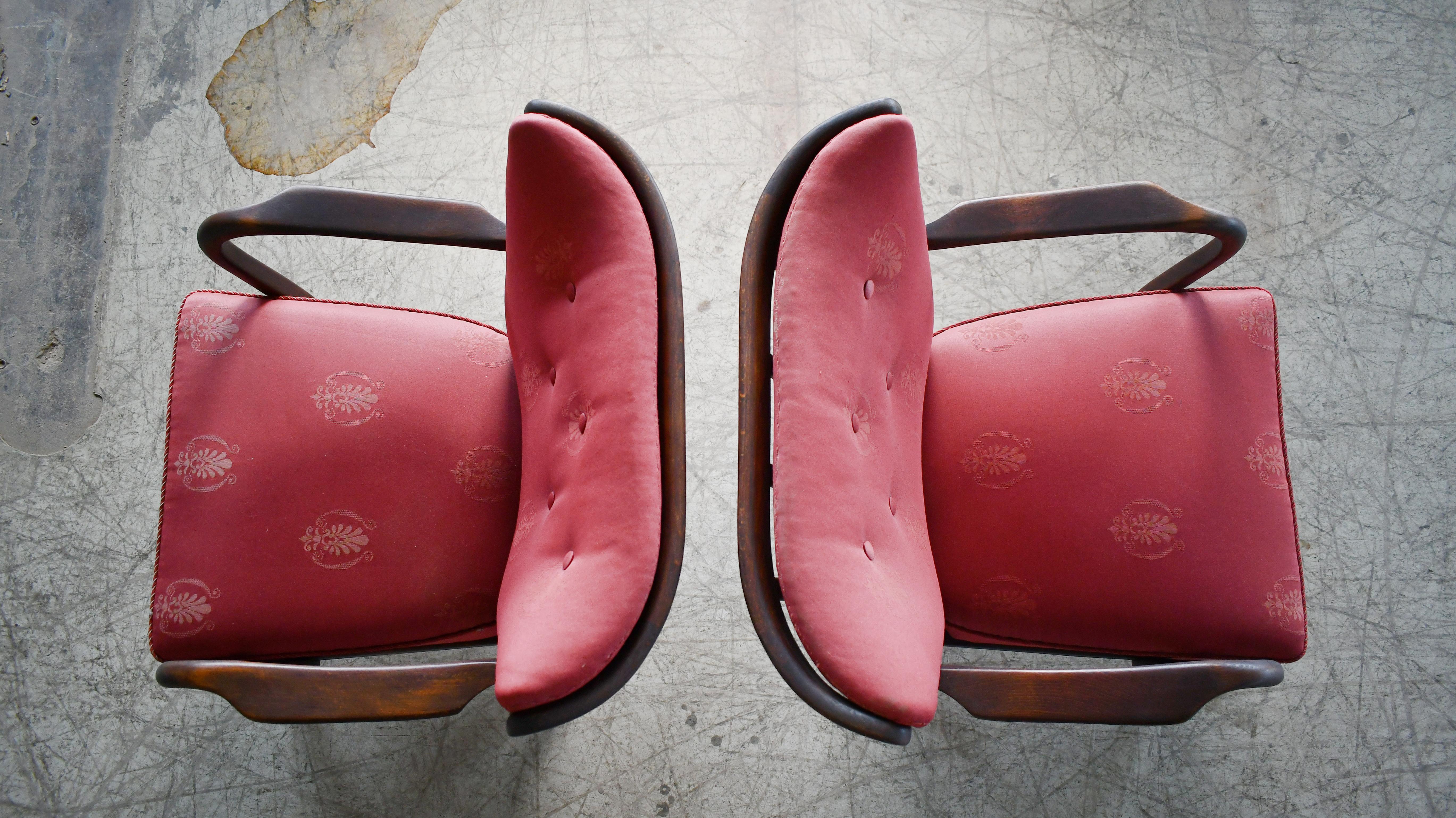 Danish Pair 1940s Spindleback Lounge Chairs by Alfred Christensen  For Sale 1