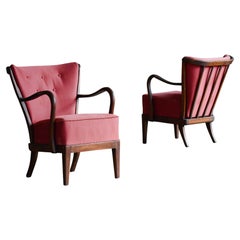 Vintage Danish Pair 1940s Spindleback Lounge Chairs by Alfred Christensen 