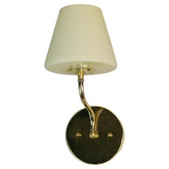 Danish Pair MCM Opaline Glass and Brass Sconces